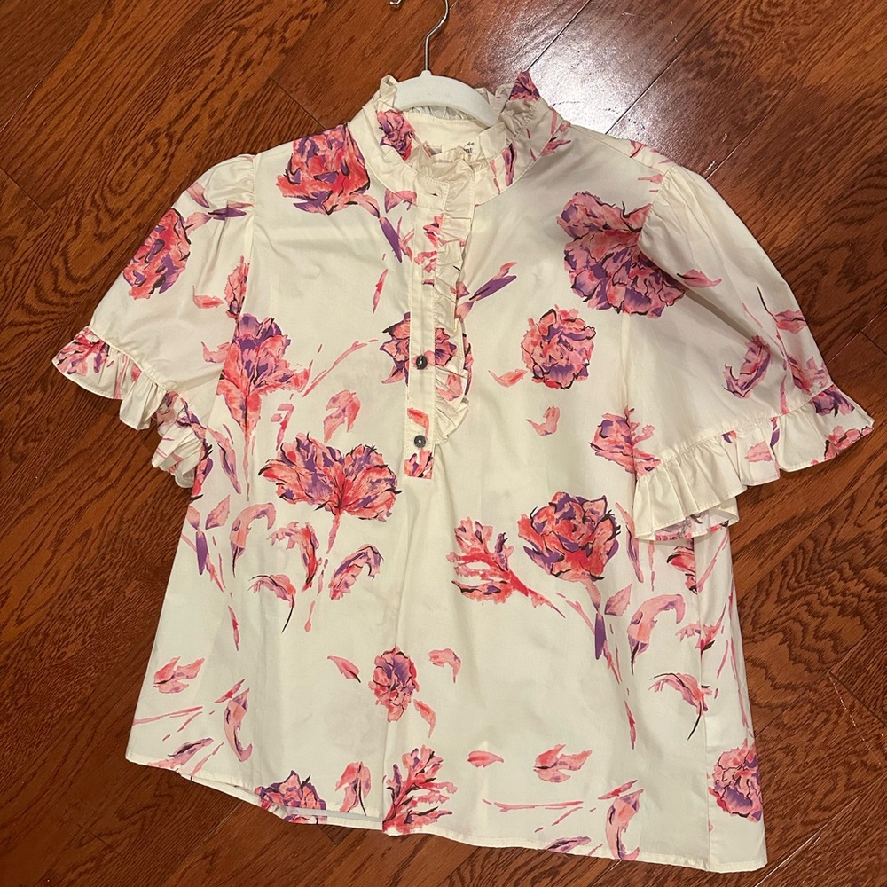 Entro Cream and Pink Floral Top